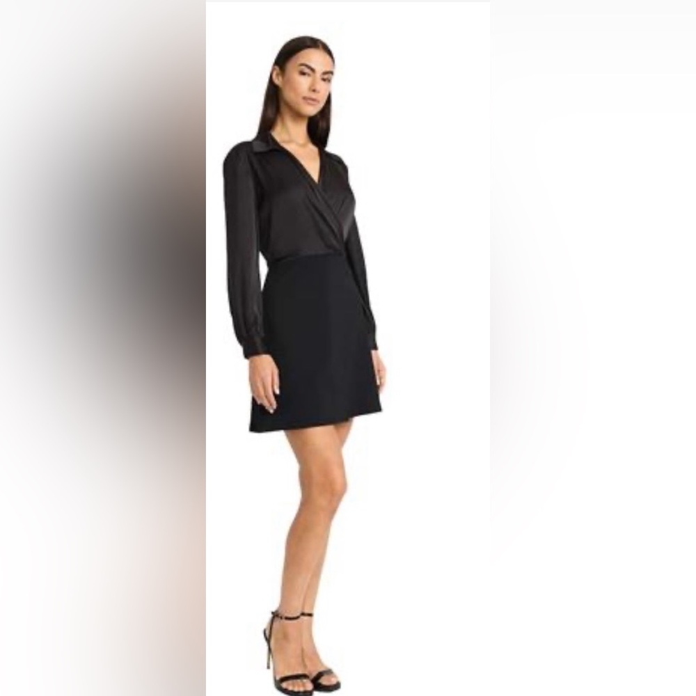 Donna Morgan Wrap Front Mini Dress - Black - Sz:2 - Picture 5 of 7
